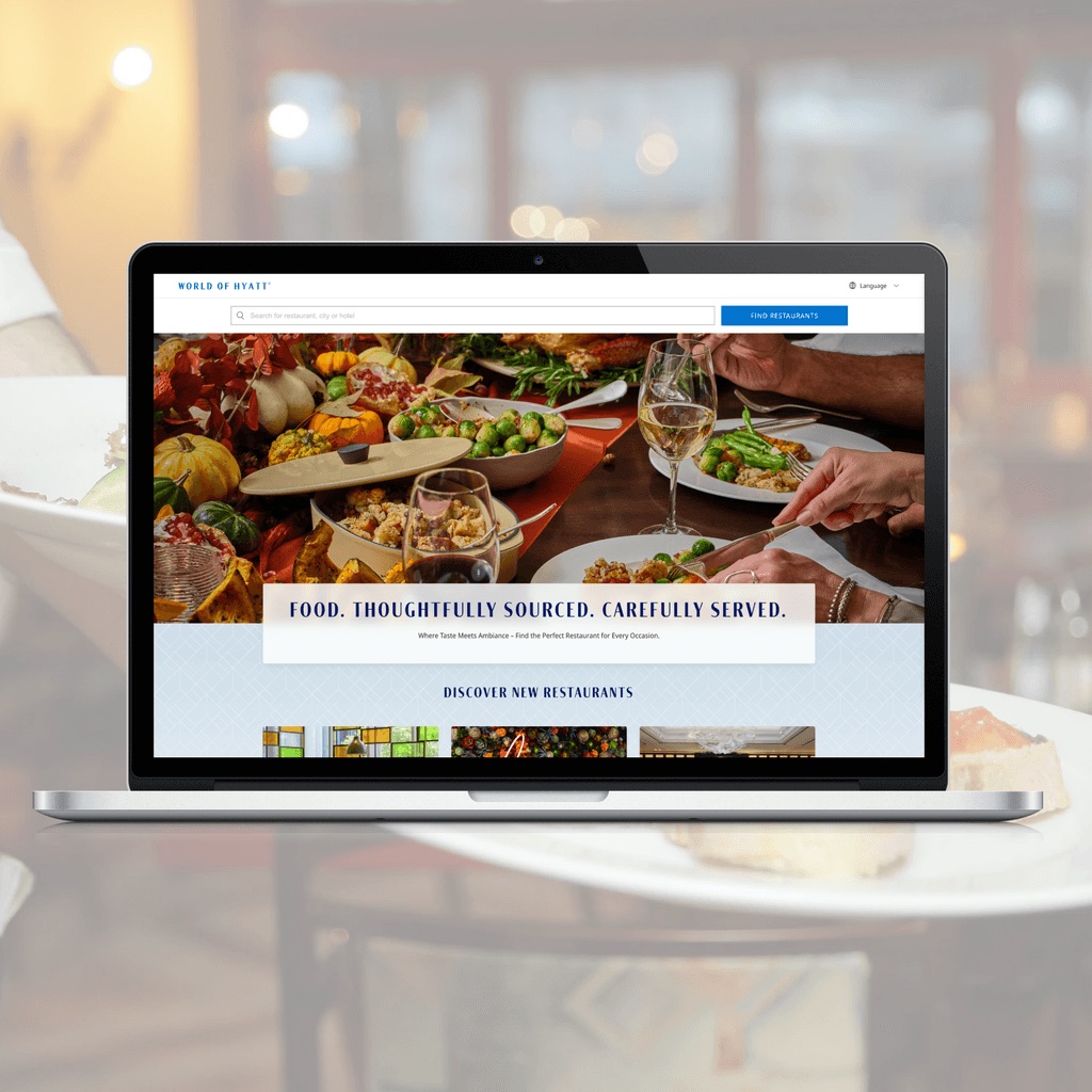 World of Hyatt restaurant platform shown on a laptop