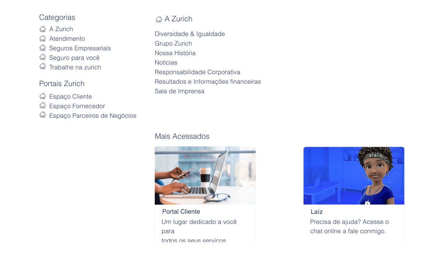 The rebuilt navigation taxonomy with clear categories and portals